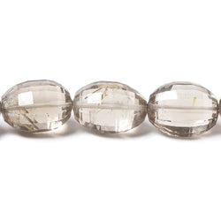 16x12-18x13mm Rutilated Smoky Quartz Checkerboard Faceted Oval Beads 12 Pieces (ONLINE ORDER ONLY)