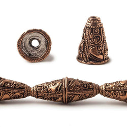 16x12mm Antiqued Copper Cone Granulated Bali Design 8 in 14 pcs (ONLINE ORDER ONLY)