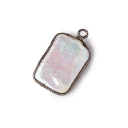 16x12mm Black Gold Bezel Off White Rectangle Pearl Pendant 1 Piece (ONLINE ORDER ONLY)