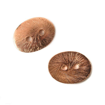 16x12mm Copper Oval Button Brushed Large Hole, 10 Pcs (ONLINE ORDER ONLY)