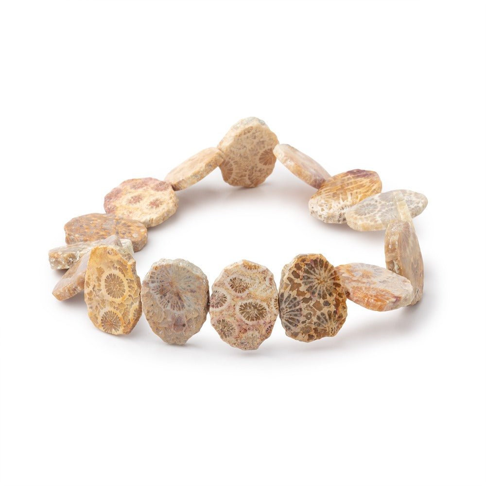 16x12mm Fossil Coral Side Drilled Slice Beads 7 inch 15 pieces (ONLINE ORDER ONLY)