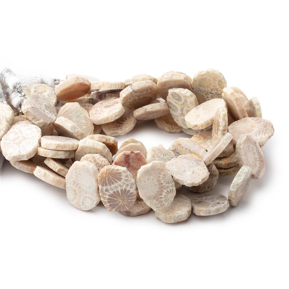 16x12mm Fossil Coral Side Drilled Slice Beads 7.5 inch 16 pieces (ONLINE ORDER ONLY)