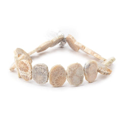 16x12mm Fossil Coral Side Drilled Slice Beads 7.5 inch 16 pieces (ONLINE ORDER ONLY)