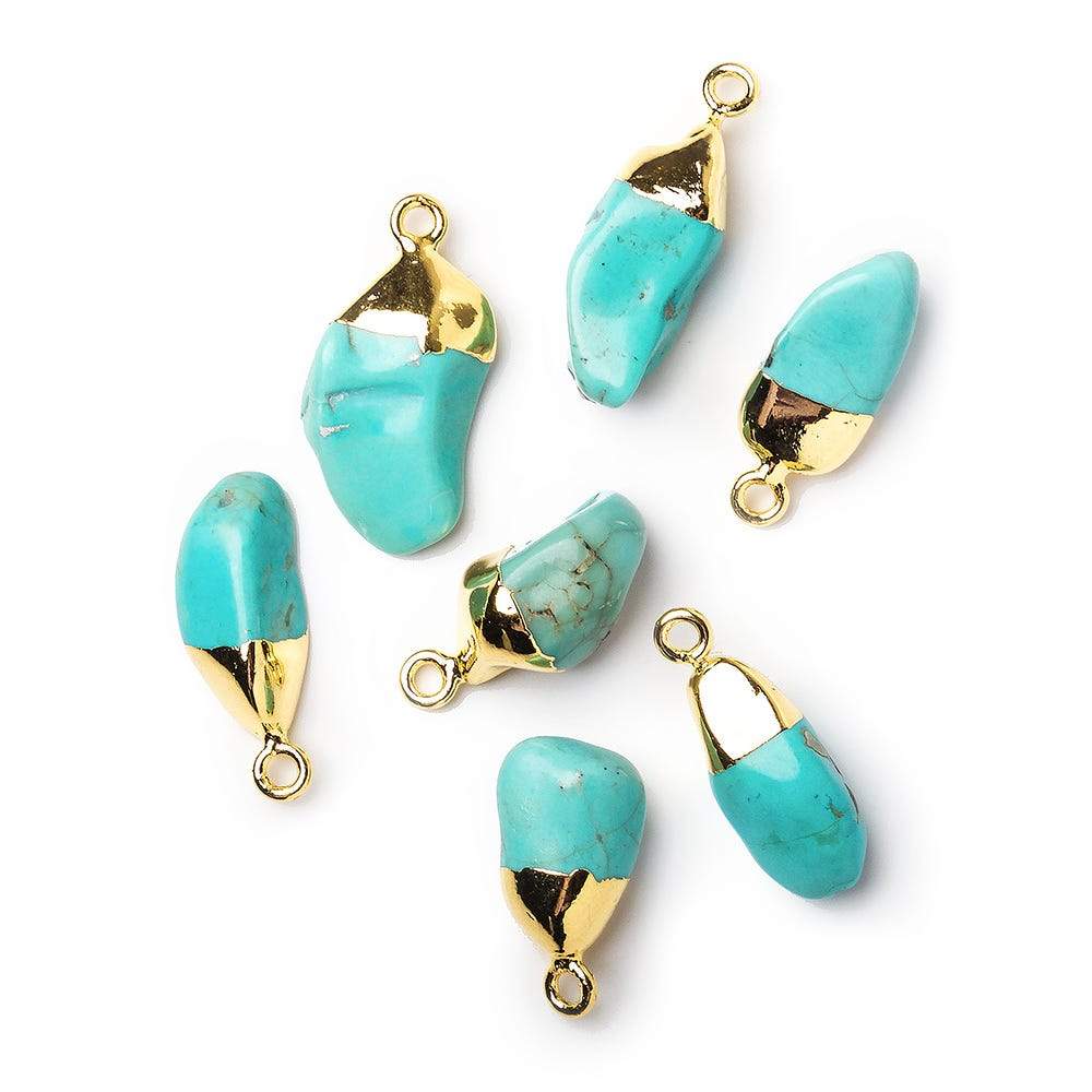 16x12mm Gold Leafed Turquoise plain freeform Pendant 1 piece (ONLINE ORDER ONLY)