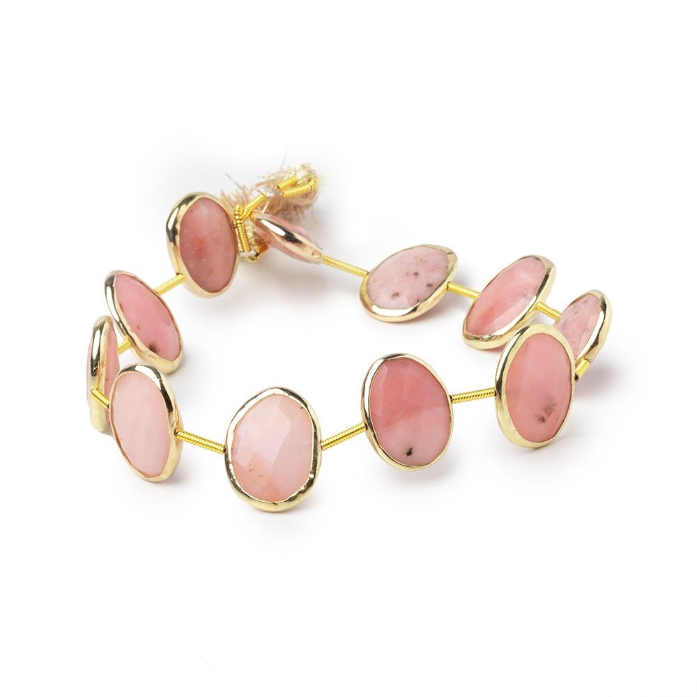 16x12mm Vermeil Bezel Pink Peruvian Opal Faceted Nugget Strand 10 Beads (ONLINE ORDER ONLY)
