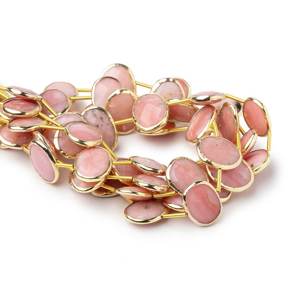 16x12mm Vermeil Bezel Pink Peruvian Opal Faceted Nugget Strand 10 Beads (ONLINE ORDER ONLY)