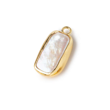 16x12mm Vermeil Bezel Rose White Rectangle Pearl Pendant 1 Piece (ONLINE ORDER ONLY)