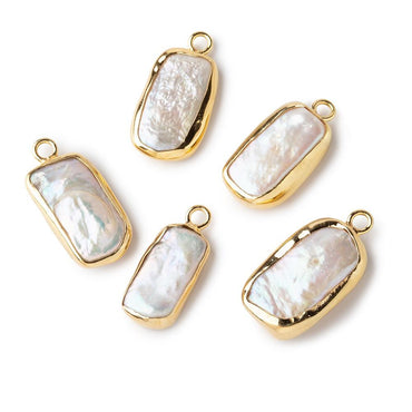 16x12mm Vermeil Bezel Rose White Rectangle Pearl Pendant 1 Piece (ONLINE ORDER ONLY)