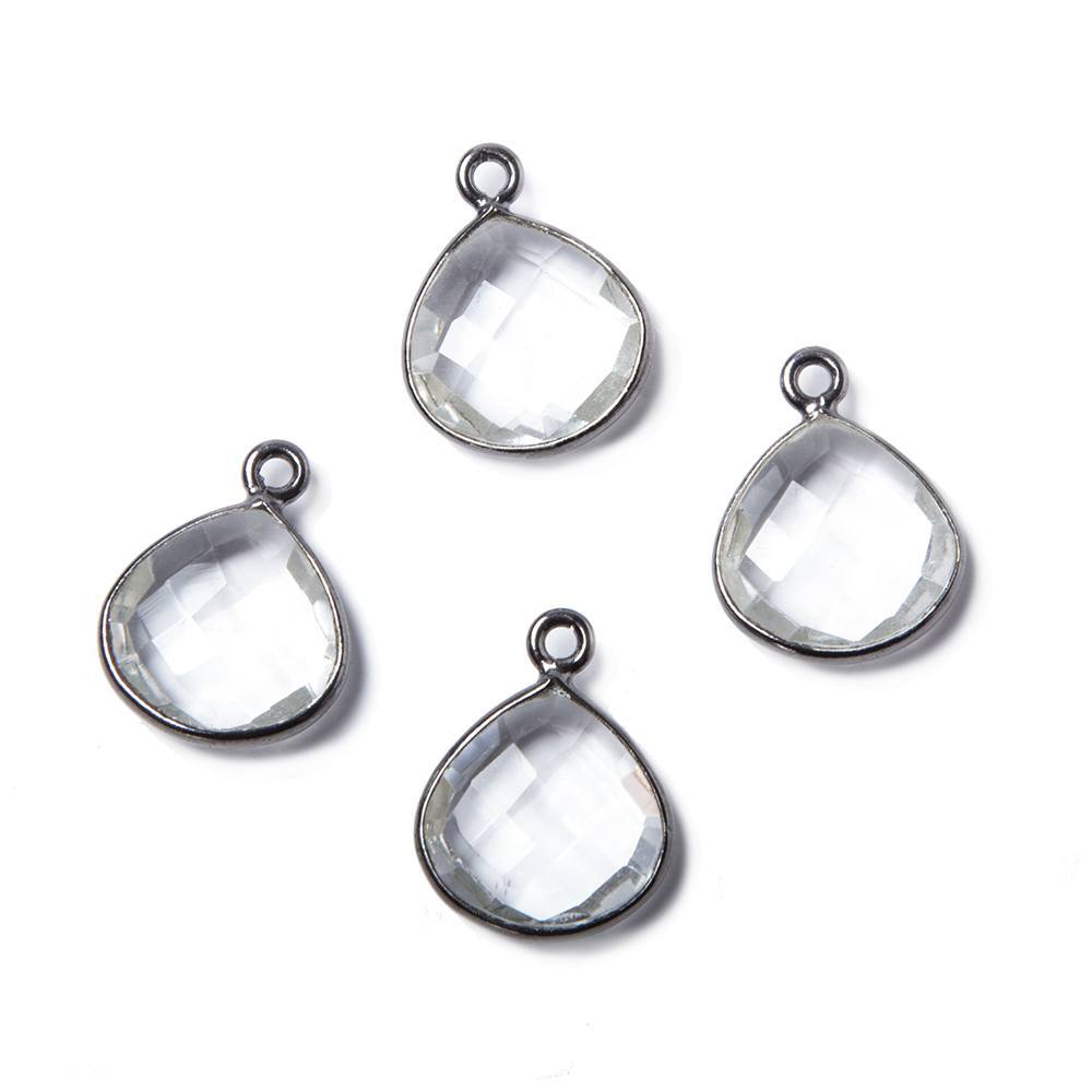 16x12mmOxidized Silver Bezeled Crystal Quartz faceted heart Pendant 1 piece (ONLINE ORDER ONLY)