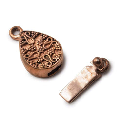 16x12x4mm Copper Box Clasp, Pear Shape With Floral Pattern (ONLINE ORDER ONLY)