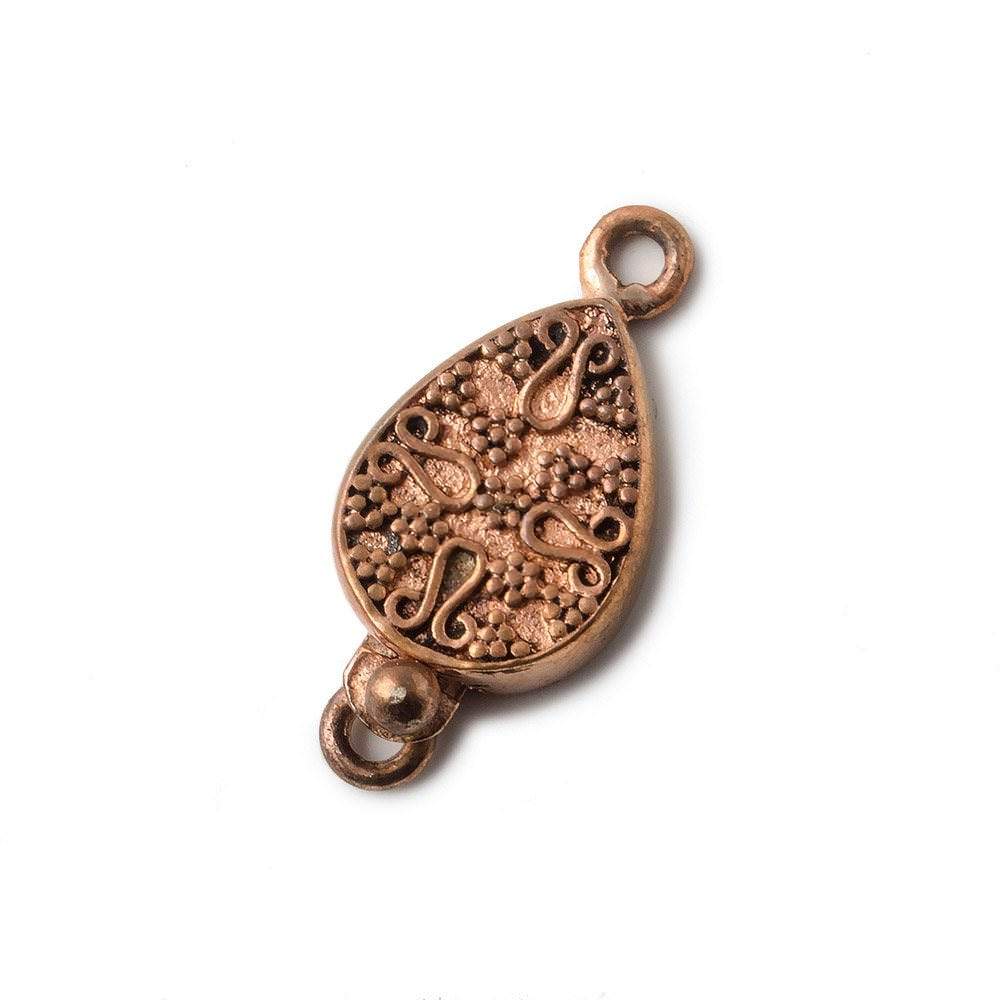 16x12x4mm Copper Box Clasp, Pear Shape With Floral Pattern (ONLINE ORDER ONLY)