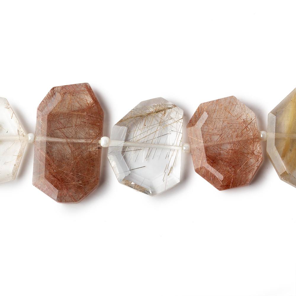 16x13-23x13mm Rutilated Quartz Side Drilled Bevel Faceted Flat Nuggets 17 inch 29 pieces AA (ONLINE ORDER ONLY)