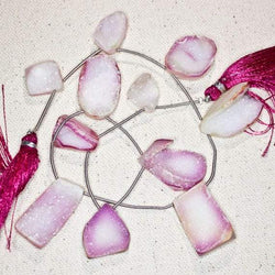 16x13-28x17mm Sorbet Pink Agate Drusy Freeform Beads 11 pieces (ONLINE ORDER ONLY)