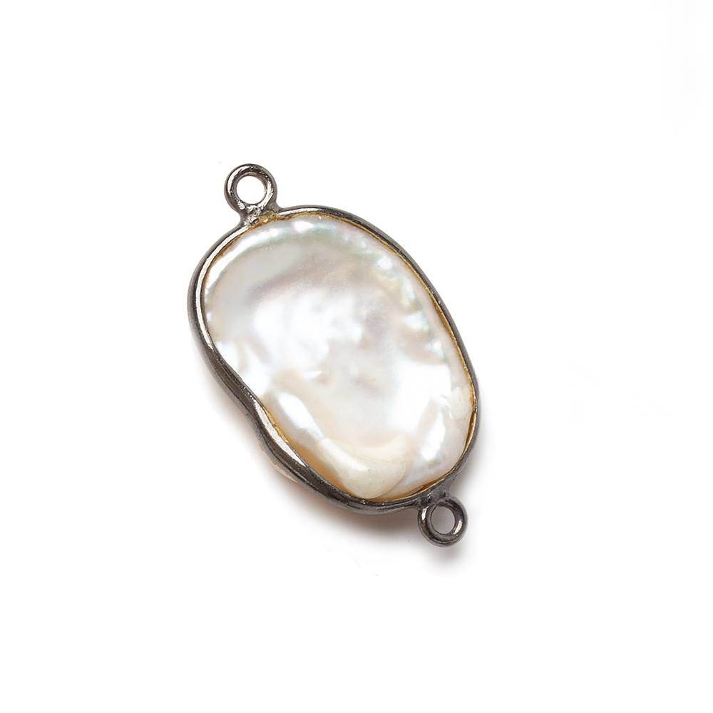 16x13mm Black Gold .925 Bezeled Rose' White Keshi Pearl Connector 1 piece (ONLINE ORDER ONLY)