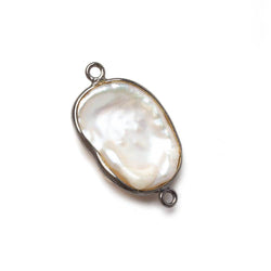 16x13mm Black Gold .925 Bezeled Rose' White Keshi Pearl Connector 1 piece (ONLINE ORDER ONLY)