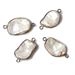 16x13mm Black Gold .925 Bezeled Rose' White Keshi Pearl Connector 1 piece (ONLINE ORDER ONLY)