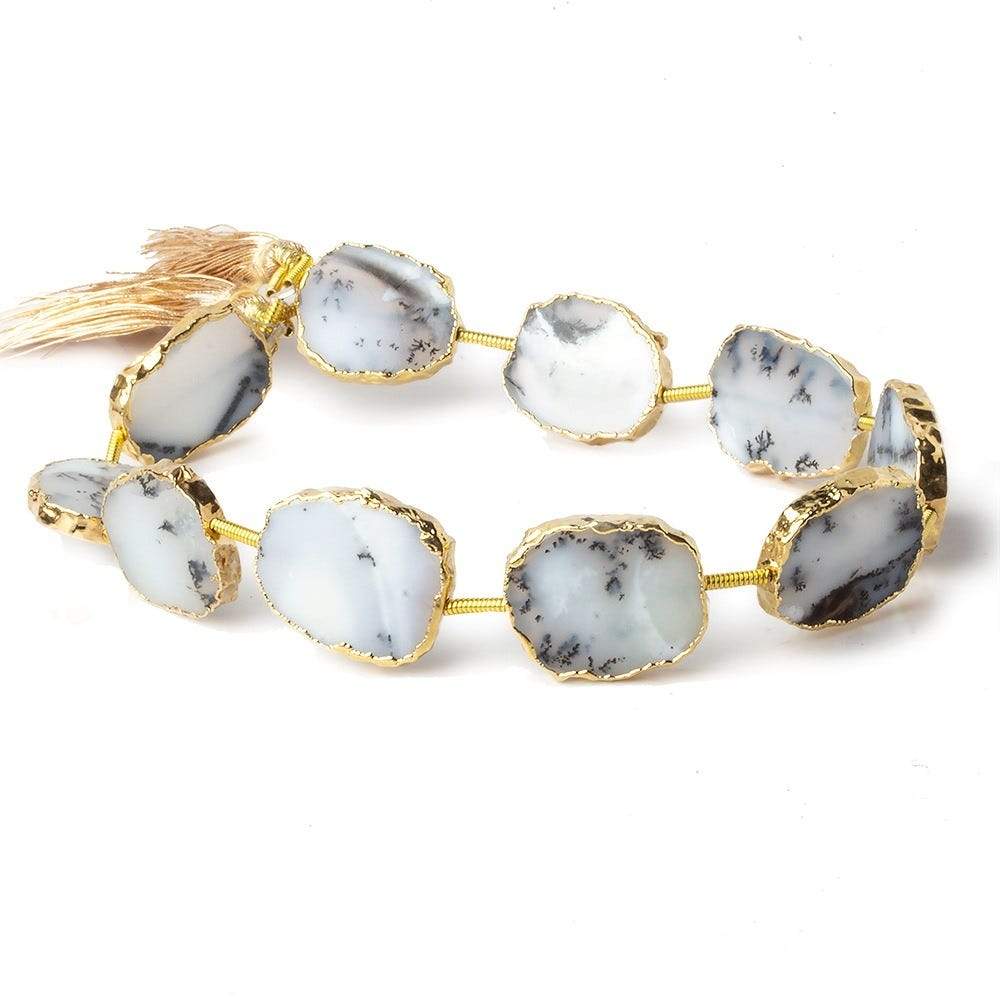 16x13mm Gold Leafed Dendritic Opal slice Strand 8 inch 10 pieces (ONLINE ORDER ONLY)