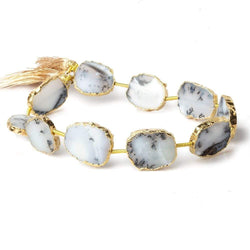 16x13mm Gold Leafed Dendritic Opal slice Strand 8 inch 10 pieces (ONLINE ORDER ONLY)
