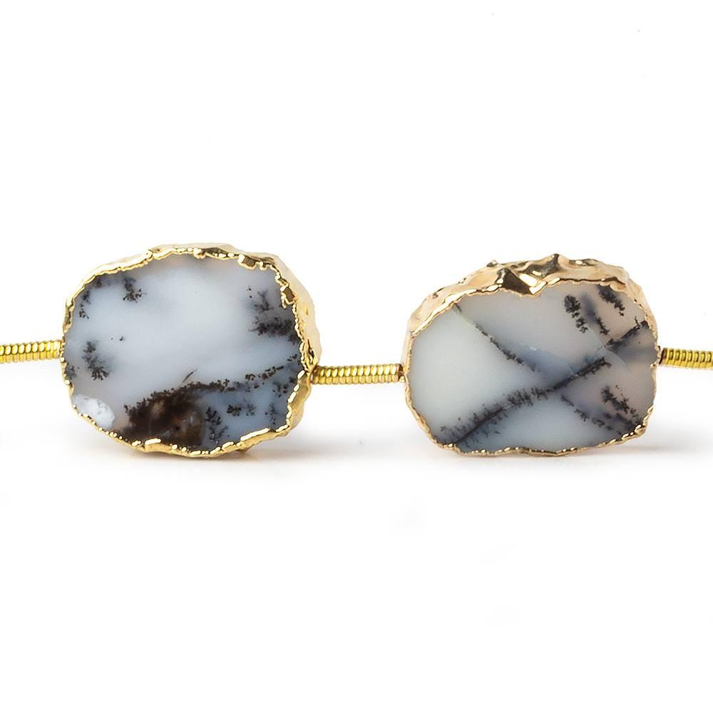 16x13mm Gold Leafed Dendritic Opal slice Strand 8 inch 10 pieces (ONLINE ORDER ONLY)