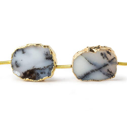 16x13mm Gold Leafed Dendritic Opal slice Strand 8 inch 10 pieces (ONLINE ORDER ONLY)