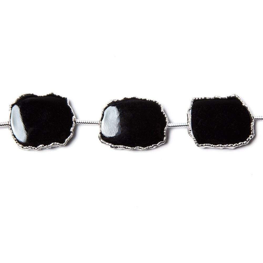 16x13mm Silver Leafed Black Chalcedony slice Strand 8 inch 10 pieces (ONLINE ORDER ONLY)