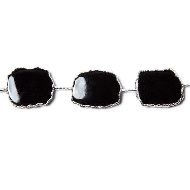 16x13mm Silver Leafed Black Chalcedony slice Strand 8 inch 10 pieces (ONLINE ORDER ONLY)