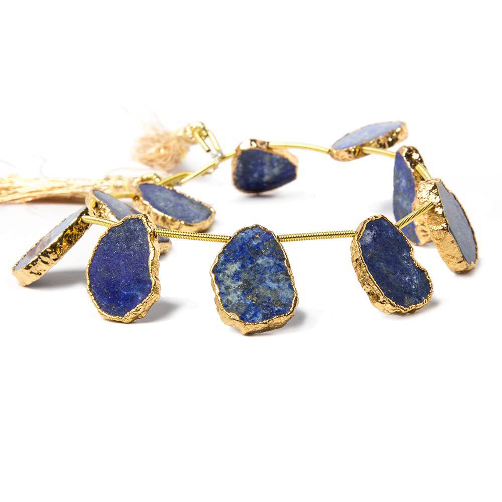 16x13mm to 17x13mm Gold Leafed Lapis Top Drilled Slices 8 inch 10 pieces (ONLINE ORDER ONLY)