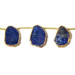 16x13mm to 17x13mm Gold Leafed Lapis Top Drilled Slices 8 inch 10 pieces (ONLINE ORDER ONLY)