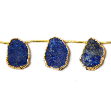 16x13mm to 17x13mm Gold Leafed Lapis Top Drilled Slices 8 inch 10 pieces (ONLINE ORDER ONLY)