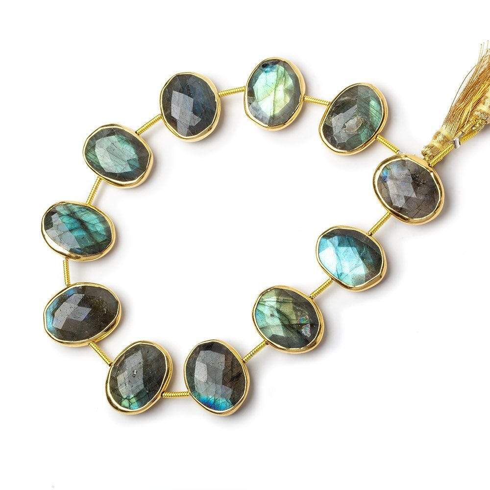 16x13mm Vermeil Bezel Labradorite Side Drilled Faceted Ovals 8 inch 11 pieces (ONLINE ORDER ONLY)
