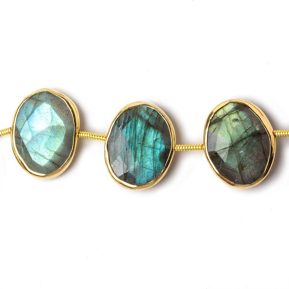 16x13mm Vermeil Bezel Labradorite Side Drilled Faceted Ovals 8 inch 11 pieces (ONLINE ORDER ONLY)