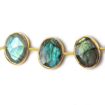 16x13mm Vermeil Bezel Labradorite Side Drilled Faceted Ovals 8 inch 11 pieces (ONLINE ORDER ONLY)