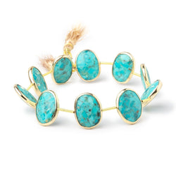 16x13mm Vermeil Bezel Turquoise Side Drill Nuggets 7.5 inch 10 Beads (ONLINE ORDER ONLY)