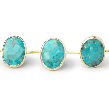 16x13mm Vermeil Bezel Turquoise Side Drill Nuggets 7.5 inch 10 Beads (ONLINE ORDER ONLY)