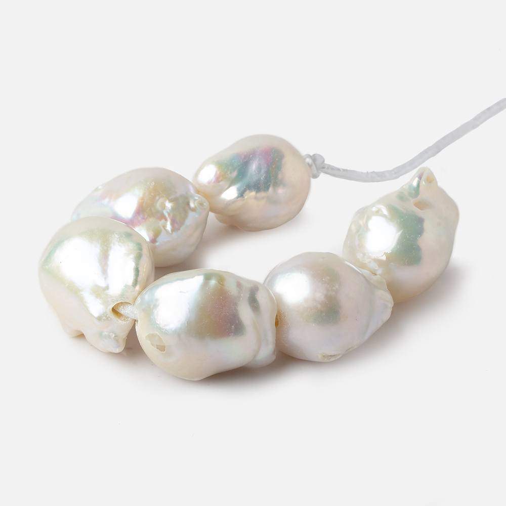 16x14-18x17mm White Ultra Baroque 2.5mm Large Hole Freshwater Pearls 4 inch 6 pieces (ONLINE ORDER ONLY)