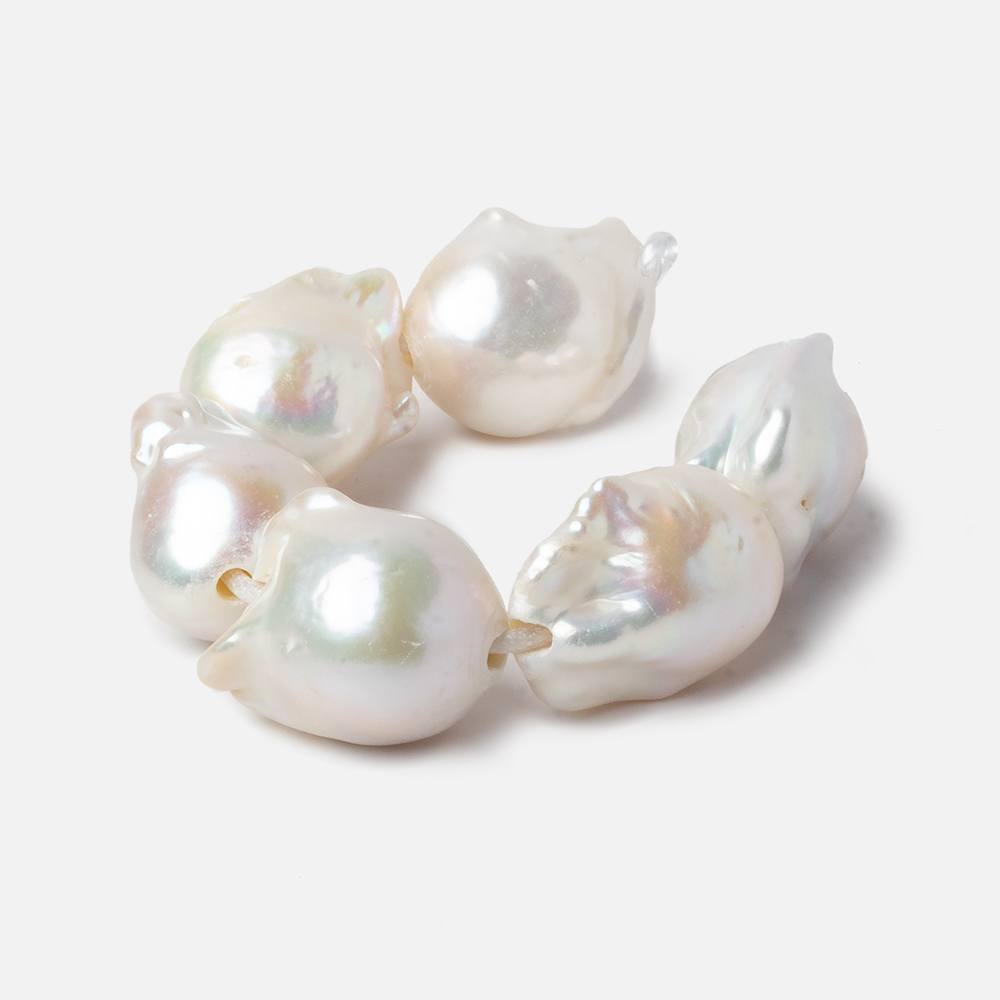 16x14-18x17mm White Ultra Baroque 2.5mm Large Hole Freshwater Pearls 4 inch 6 pieces (ONLINE ORDER ONLY)