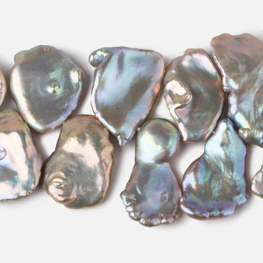 16x14-23x20mm Silver Peacock Ultra Keshi Freshwater Pearls 16 inch 41 pcs AAA (ONLINE ORDER ONLY)