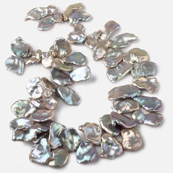 16x14-23x20mm Silver Peacock Ultra Keshi Freshwater Pearls 16 inch 41 pcs AAA (ONLINE ORDER ONLY)