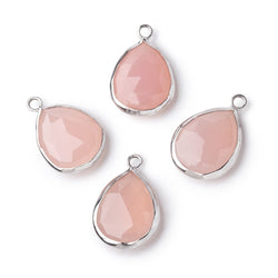 16x14mm .925 Silver Bezel Rose Chalcedony Faceted Pear Pendant 1 piece (ONLINE ORDER ONLY)