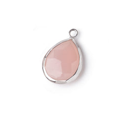16x14mm .925 Silver Bezel Rose Chalcedony Faceted Pear Pendant 1 piece (ONLINE ORDER ONLY)