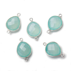 18x15mm Silver .925 Bezel Sea Chalcedony faceted pear Connector 1 piece (ONLINE ORDER ONLY)