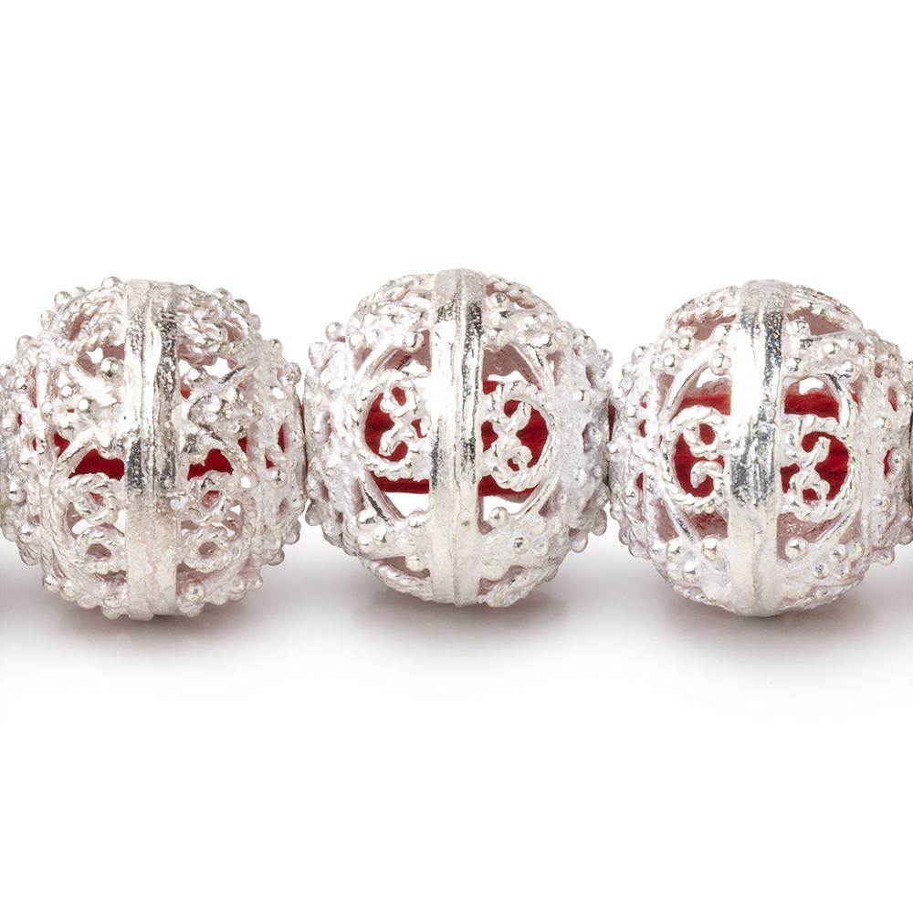 16x14mm Sterling Silver Plated Copper Filigree Rondelle 8 inch 15 Beads (ONLINE ORDER ONLY)