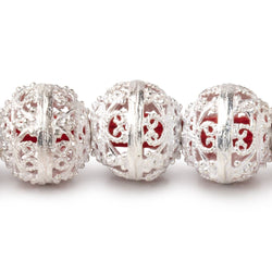 16x14mm Sterling Silver Plated Copper Filigree Rondelle 8 inch 15 Beads (ONLINE ORDER ONLY)