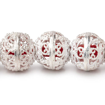 16x14mm Sterling Silver Plated Copper Filigree Rondelle 8 inch 15 Beads (ONLINE ORDER ONLY)