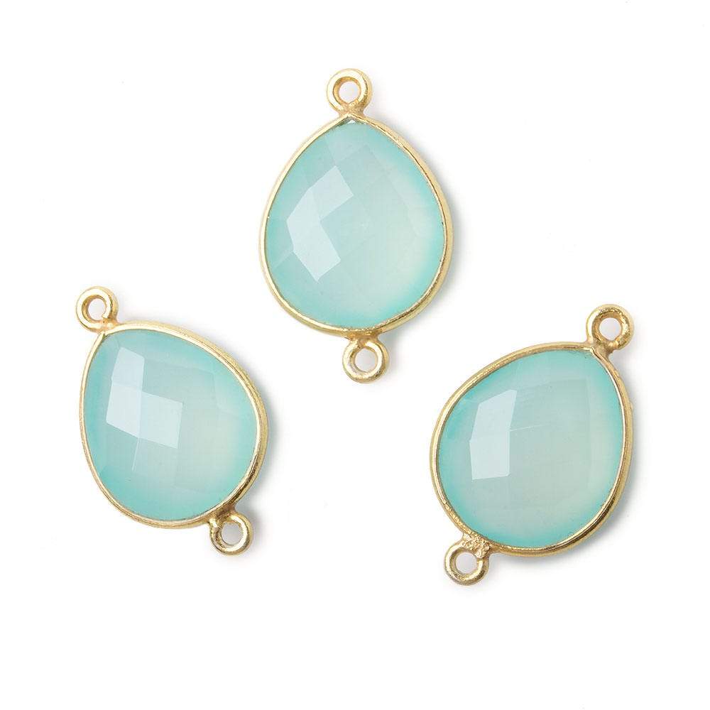 16x14mm Vermeil Bezel Sea Chalcedony faceted pear Connector 1 piece (ONLINE ORDER ONLY)