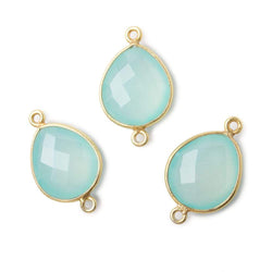 16x14mm Vermeil Bezel Sea Chalcedony faceted pear Connector 1 piece (ONLINE ORDER ONLY)