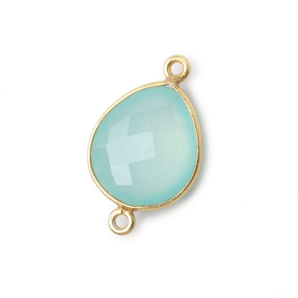 16x14mm Vermeil Bezel Sea Chalcedony faceted pear Connector 1 piece (ONLINE ORDER ONLY)