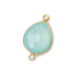 16x14mm Vermeil Bezel Sea Chalcedony faceted pear Connector 1 piece (ONLINE ORDER ONLY)