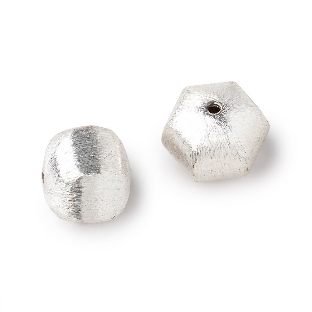 16x15mm Silver Plated Copper Brushed Hexagon Beads Set of 2 pieces (ONLINE ORDER ONLY)