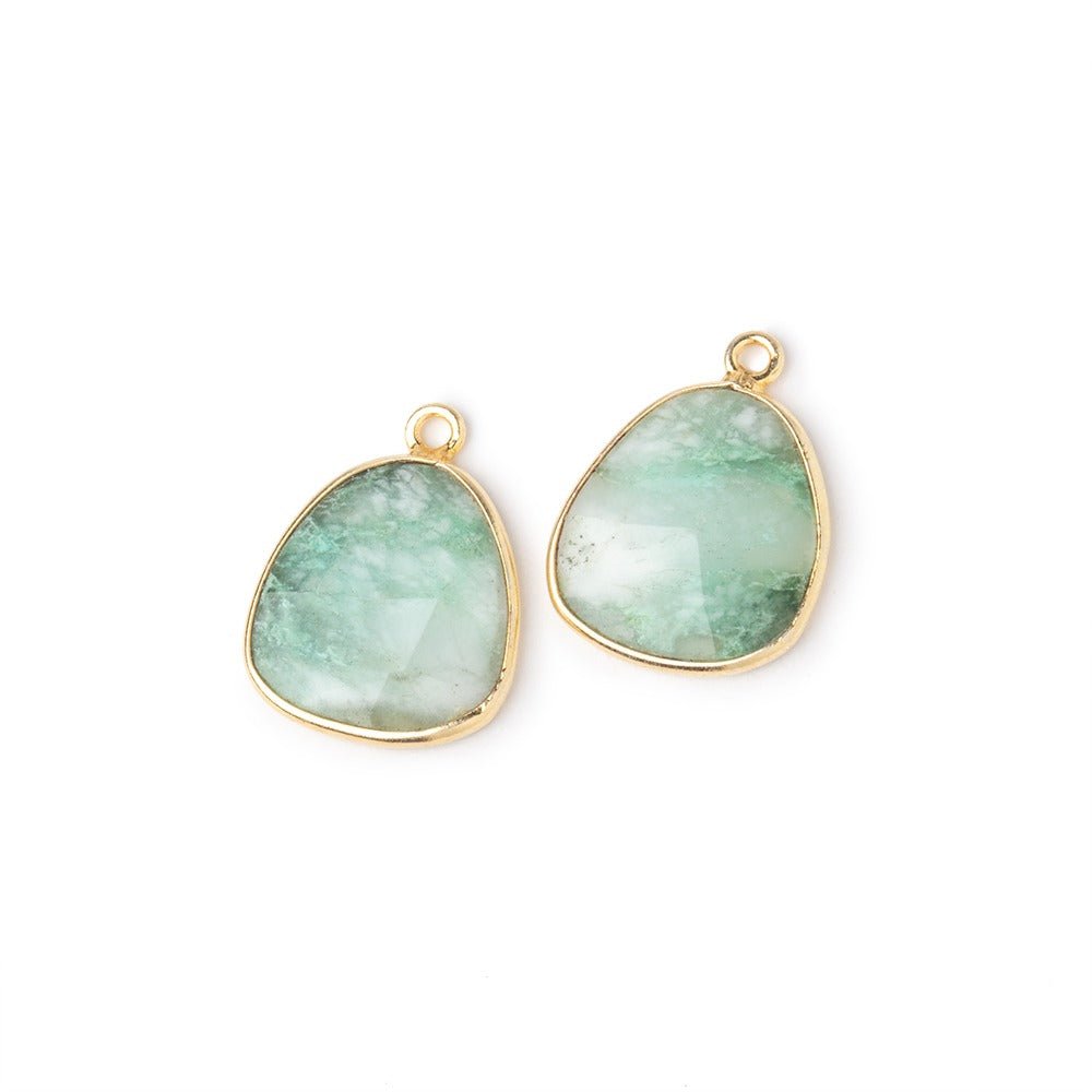16x15mm Vermeil Bezel Chrysoprase Faceted Freeform Set of 2 Pendants (ONLINE ORDER ONLY)